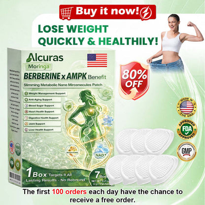 🔥Alcuras™ Moringa × Berberine × AMPK 8-Benefit Slimming & Metabolic Nano Microneedle Patch 🇺🇸  Just once a day · Visible changes in 7 days  ✅ For obesity, loose skin, diabetes, sleep apnea, joint issues, and more